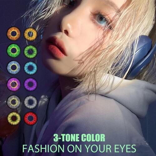 USA Fashion 3Tones Contact Lenses 12Colors Contact Lens Fast Shipping Colored Contacts Non Prescription Popular Lenses Eye Color