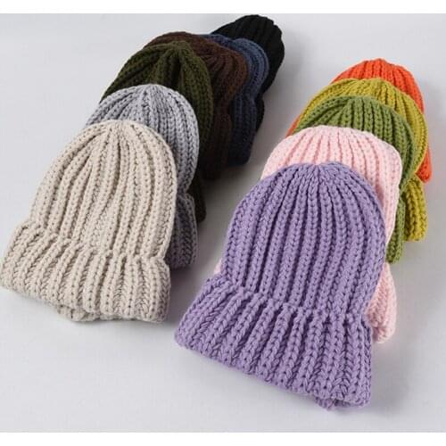 Fashion Warm Beanie Hats Solid Adult Cover Head Cap Winter Hat Spring Skull Hats for Female