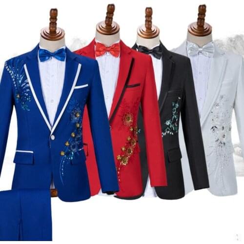Flower clothes men suits designs masculino homme terno stage costumes for singers jacket men sequins blazer dance dress