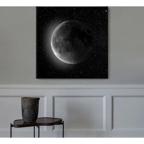 Sci-Fi Universe Starry Sky Canvas Painting Moon Lunar Eclipse Process Record Photography Home Decor Art Oil Painting Frameless