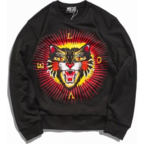 New Baolideng Men modern future Embroidery Leopard Hoodies Hoody hooded Sweatshirts velvet Cotton Drake Thicken Fleece #d93