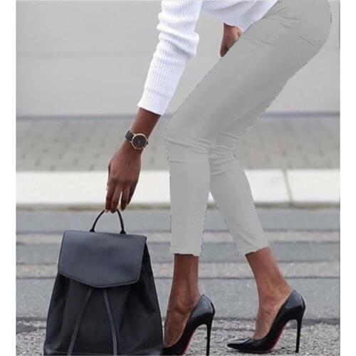 Autumn and Winter Overalls Ladies High-Waist Stretch Pencil Pants Womens Dress Pants Slim Feet Pencil Pants Trousers