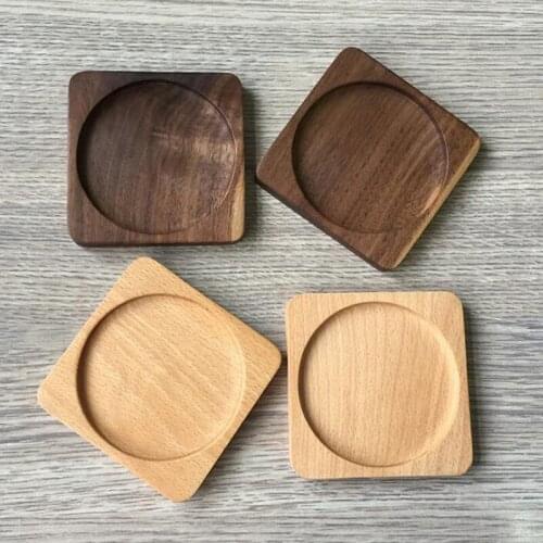 100pcs Europe Square Beech Coffe Cup Pads Wood Black Walnut Drink Coasters Solid Wooden Tea Mug Mat ZA6733