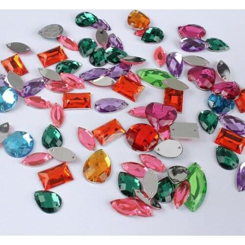 Sew On Rhinestones 100pcs/Pack Mixed Sewing 2 Hole Glass Crystal Stone For DIY Wedding Dress Decoration Rhinestones