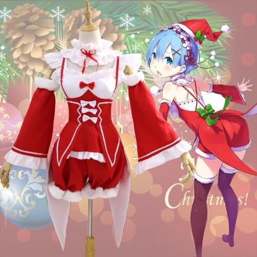 Re: Life in a different world from zero Kara Hajimeru Isekai Seikatsu Rem Remu Christmas Dress Anime Cosplay Costume