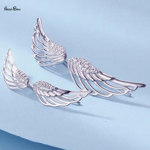 New S925 Sterling Silver Earrings Luxury Fairy Wings Hollow Out Angel Wings Stud Earrings for Women Beautiful Feather Jewellry