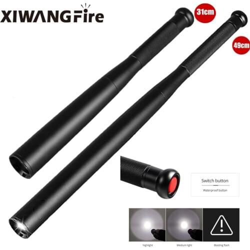Baseball Bat and Mace LED Flashlight 8000LM Super Bright Waterproof Aluminum Alloy Baton Torch Light for Patrol and Self-defense