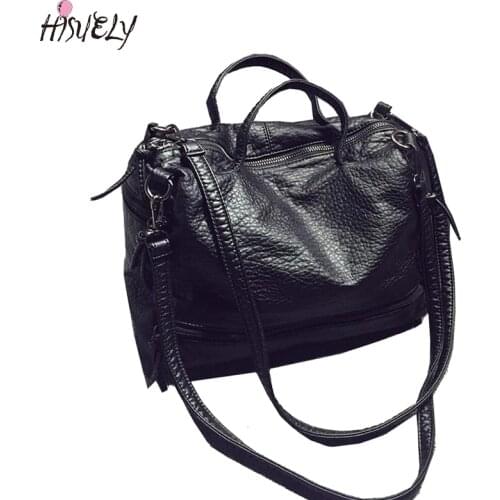 HISUELY Fashion Waterproof Pu Leather Crossbody Bag Vintage Women Messenger Bag Motorcycle Shoulder Bag Large Women Handbag