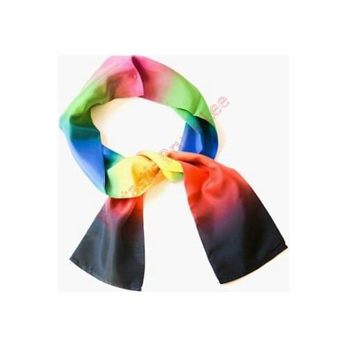 High quality black silk scarf to rainbow long scarf (whole dyed version)--Magic Trick, Fun Magic, Party Magic