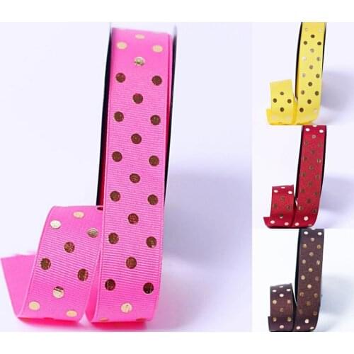 1 '25mm 10yardS 50yards Gold/Silver Round Dots Ribbon DIY Handmade Material Gift Woven Tiara Hair Bow Home Accessories Grosgrain