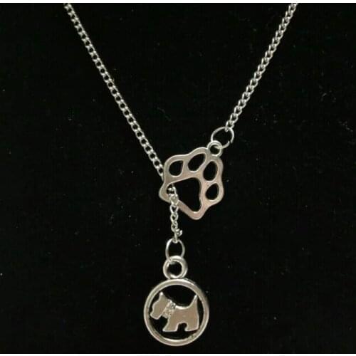 1pcs/Lot Fashion Vintage Infinity Symbol Connections Cat/Dog Paw&Scottie Terrier Dog Charms Pendant Necklace 24