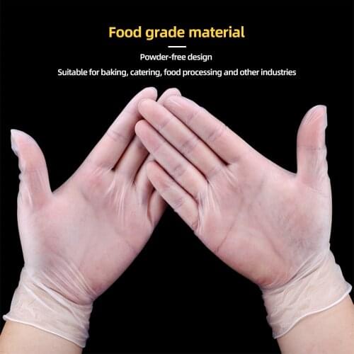 10-100pcs Protective Safety Disposable PVC Gloves White Non-Slip Acid Alkali Laboratory Rubber Latex Gloves Household Cleaning