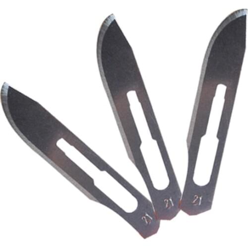 10pcs No. 21 Medical Disposable Surgical Knives Blades #21 Scalpel Carbon Steel Replace Carving Live Tissue Replacement Blade