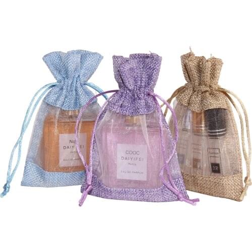 100X 10x14cm Packaging bags for visible linen cosmetics,Drawstring Bag Jewelry Gift small item storage bag,linen drawstring bag