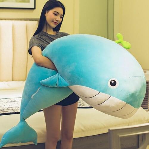 65-150cm Big Size Super Soft Plush Toy Sea Animal Blue Whale Stuffed Dolphin Pillow Childrens Birthday Gift