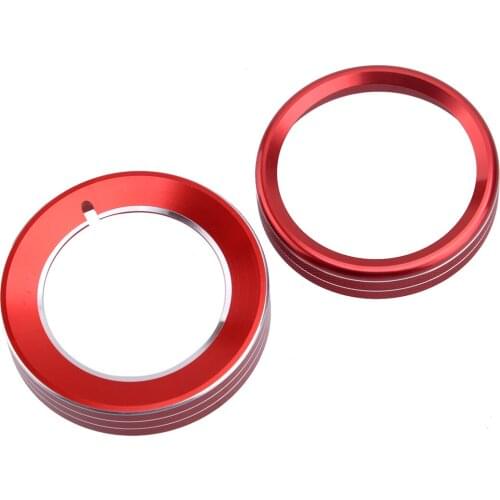 7Pcs Headlight Air Condition Switch Knob Ring Trim Cover Red Aluminum Alloy Fit for Ford F150 XLT 2016 2017 2018 2019