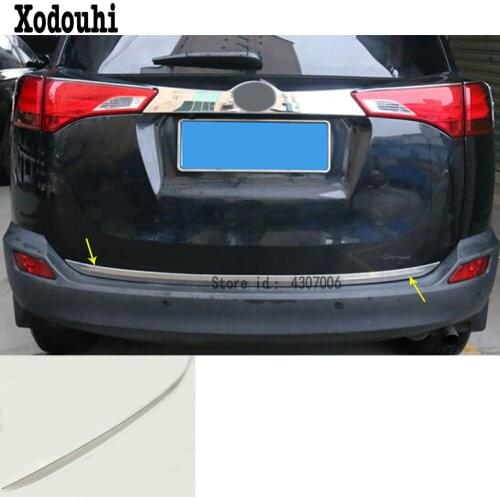 Car trunk stainless steel rear door bottom tailgate frame plate trim lamp hoods 1pcs For Toyota RAV4 2016 2017 2018