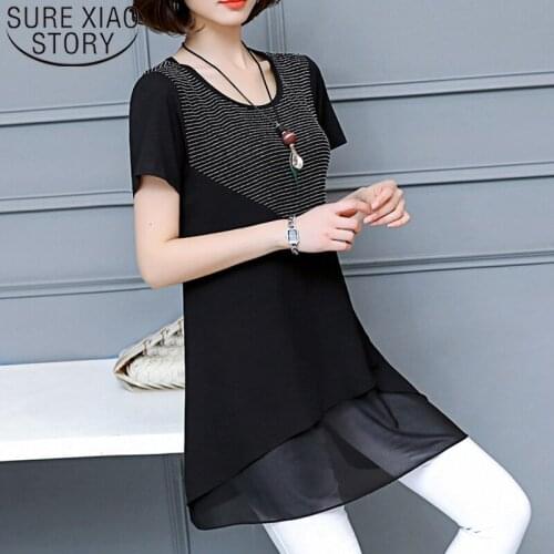 Womens tops blouses 2020 plus size tops chiffon blouse shirts blouse shirts ladies tops short spliced women clothes 3530 50