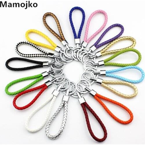 Mamojko New Arrival Multicolored Braided Leather Rope Handmade Waven Keychain Zinc Alloy Key Chain Car Key Ring for Women
