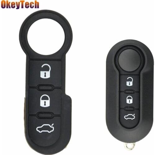 OkeyTech 3 Buttons Filp Folding Remote Car Key Shell Case For Fiat 500 Panda Punto Bravo Car Key Cover Replacement SipIP22 Blade