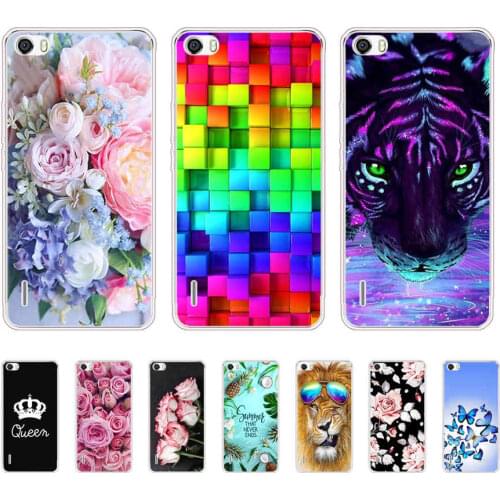 Cover Phone Case For Huawei Honor 6 Soft TPU Silicon Back For Honor 6 Cover 360 Full Protective Printing bumper Coque