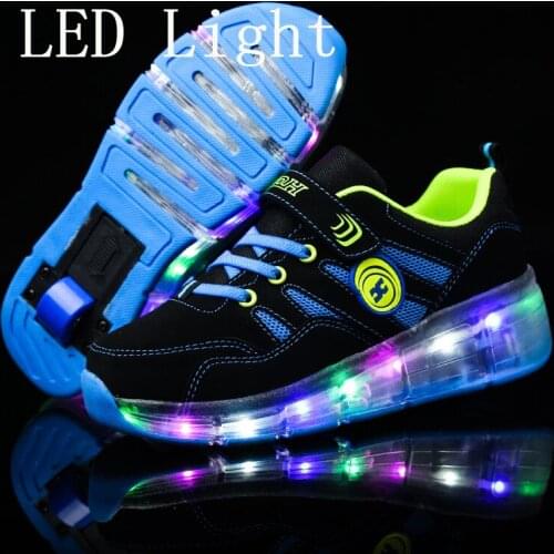 Blue Pink Orange Fashion Girls Boys LED Light Roller Skate Shoes For Children Kids Sneakers With Wheels One wheels