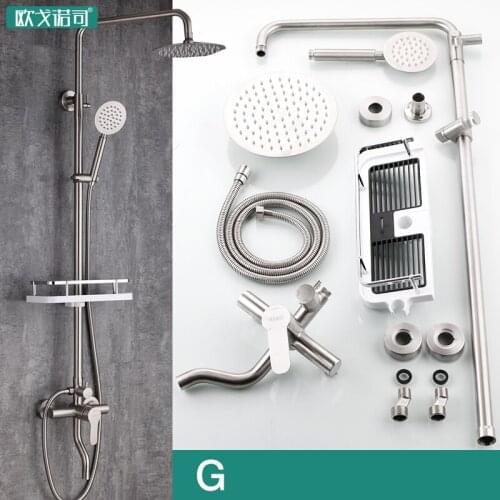 304 stainless steel bathroom rainfall shower set wall mounted has sink tap hot and cold water mixer