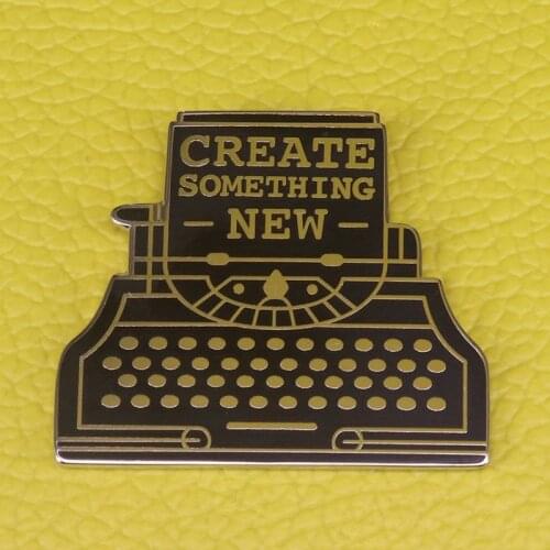 Typewriter lapel pin Lets Create gift Enamel Pin
