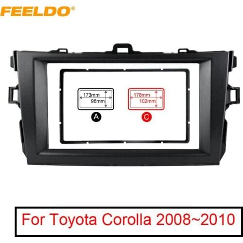FEELDO Grey Car Refitting 2DIN Radio Stereo DVD Frame Fascia Dash Panel Installation Kits For Toyota Corolla(08-10)