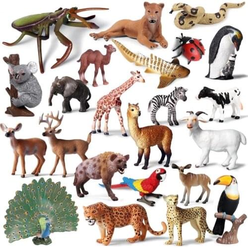 Original Wild Animals Leopard Lion Model Action Figure Koala Bunny Polar Bear Figurines Miniature Collection Toys For Kids Gifts