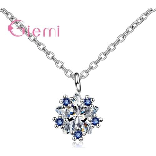 Fashion Jewelry Collier 925 Sterling Silver Silver Metal Chain Statement Pendant Necklace Wedding Cubic Zircon Korean Choker