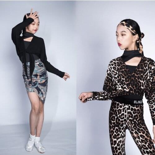 Leopard Latin Dance Tops For Girls Samba Costume Designer Clothing Ballroom Practice Wear Dancer Outfits Salsa Dance Wear JL2135