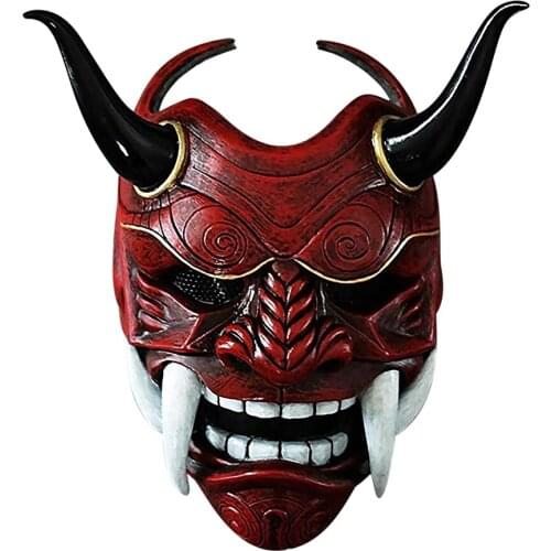 Adult Unisex Halloween Face Masks Japanese Demon Prajna Face Cover Carnival Buddhism Prajna Ghost Cosplay Anime Face Masques