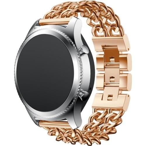 22mm 20mm Metal Bracelet for Samsung Galaxy Watch 3 Band 41mm 45mm 42mm 46mm Active 2 Cowboy Chain Strap for Huawei GT 2/Pro