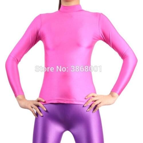 Women men High collar neck top sports tights long sleeve spandex high stretch custom made