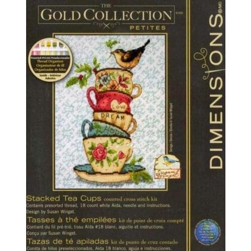 DIM 70-65171 Stacked Flower Tea Cup Cross Stitch Set Cross-stitch Kit Embroidery Needlework Craft Packages Cotton Fabric Floss