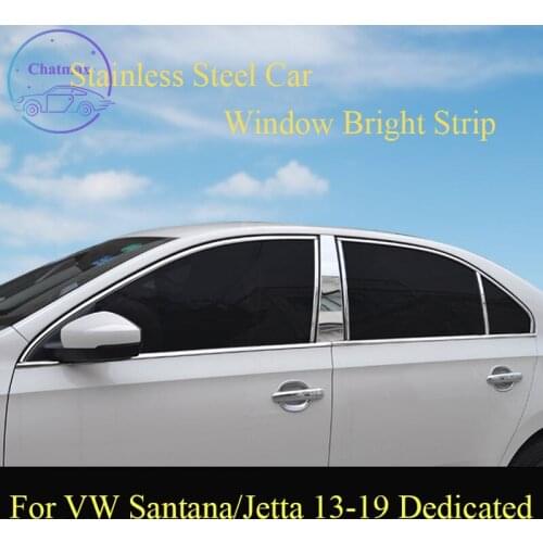 Stainless Steel Bar Car Window Trim for Volkswagen VW Santana/Jetta 2013-2019 Car Door Window Bright Strip Decoration Accessory