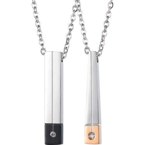 VOERYNT 2021 New Simple Classic Zircon Pendant Luxury Stainless Steel Couple Necklace Jewelry Gift OP055