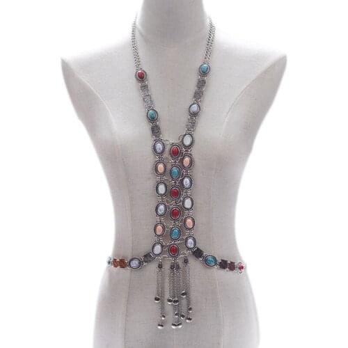 The new alloy encrusted with an exaggerated personality necklace body jewelry