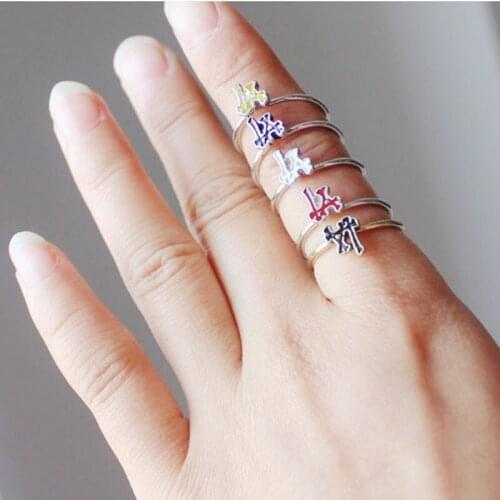 Wholesale 10pcs Colorful Oiled LA Letter Ring,Men And Women Couple Wedding Can Mix Color Aliexpress Shipping