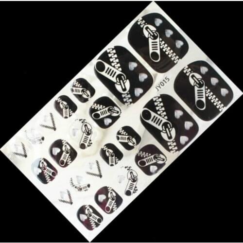 Wholesale black & White Serial Leopoard 22 tips Toe Art Sticker Lace Self-adhesive Toe Sticker Toe Tip Wrap Decoration Toe Decal