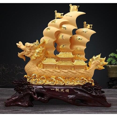 RESIN PLATING CRAFTS, SAILING BOAT, DRAGON BOAT ORNAMENTS, OFFICE DECORATIONS, BUSINESS GIFTS