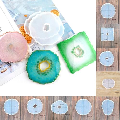 Clear Silicone Agate Coasters Resin Casting Mold Jewelry Making Epoxy Mould Craft Tools TSL1