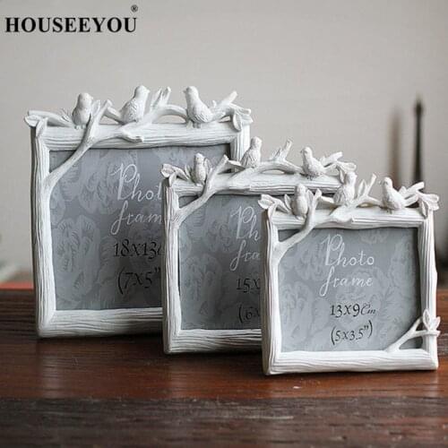 Retro Decoration Crafts Photo Frame Creative Resin Bird and Tree Picture Frame Vintage Photo Frame Wedding Home Decor Ornaments