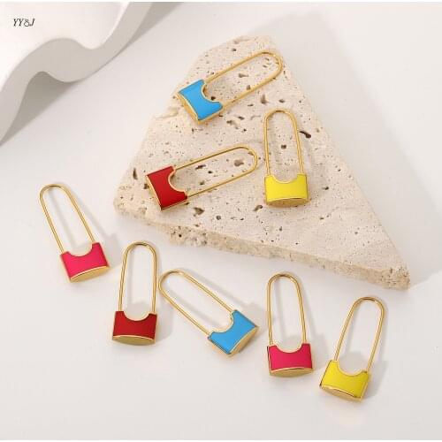Paperclip earrings for women stainless steel safety pin hoop earrings creative funny y2k jewelry colorful wholesale items