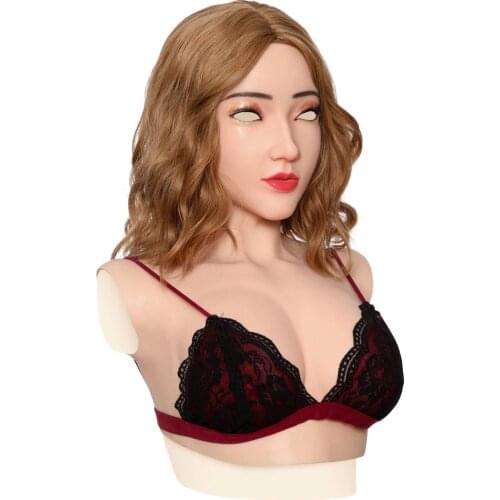 CYOMI C Cup Silicone Breast Fake boobs Chriestine Style Head Mask For Drag Queen Transgender Crossdresser for Ladyboy