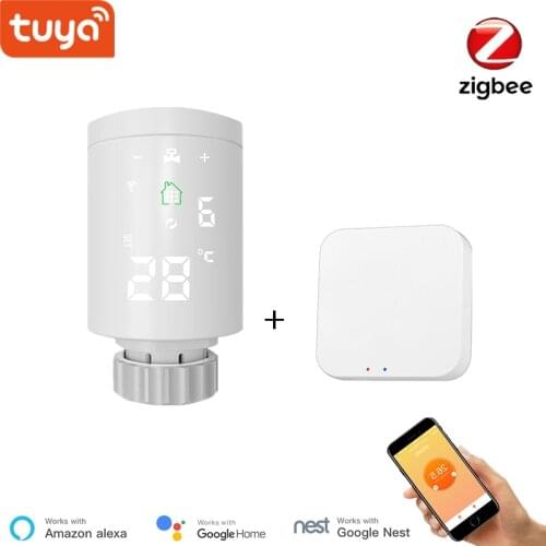 Smart Life Zigbee Smart TRV Radiator WiFi Radiator Actuator Programmable Radiator Valve Tuya Smart APP Control Alexa Compatible