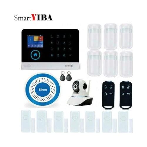 SmartYIBA WIFI GSM SIM Home Security Burglar Alarm System RFID LCD Touch Wireless SMS Call App Alert Android IOS House Smart