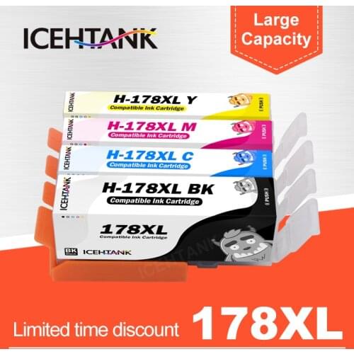 ICEHTANK Compatible Ink Cartridge Replacement For HP 178 XL For HP178 Photosmart 5510 5515 6510 7510 B109a B110a 3070a Printer