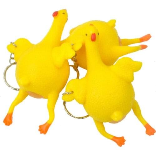 Funny Decompression Chicken Toy Squeeze Laying Egg Gift for Easter Reduce Stress Relief Ball Keychain Keyrings Novelty Venting A